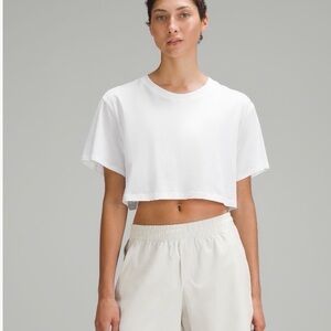 lululemon athletica White Cropped Crew Tee